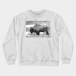 The Spirit Of The Buffalo  - Black And White Crewneck Sweatshirt
